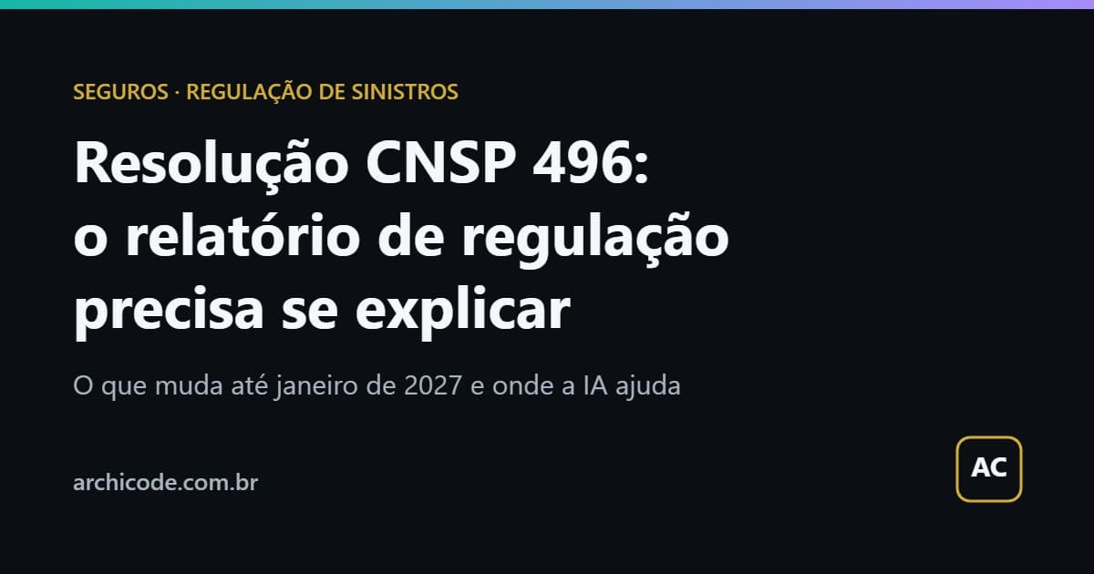 Resolução CNSP 496: o relatório de regulação de sinistro precisa se explicar